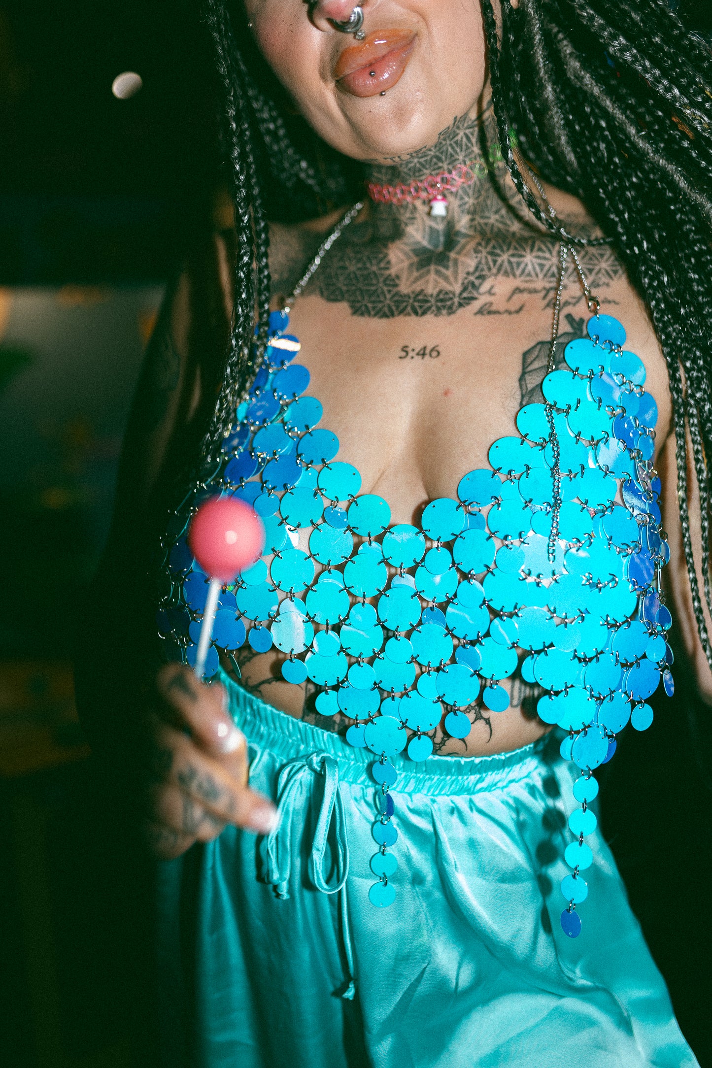 Iridescent Blue Sequin Top