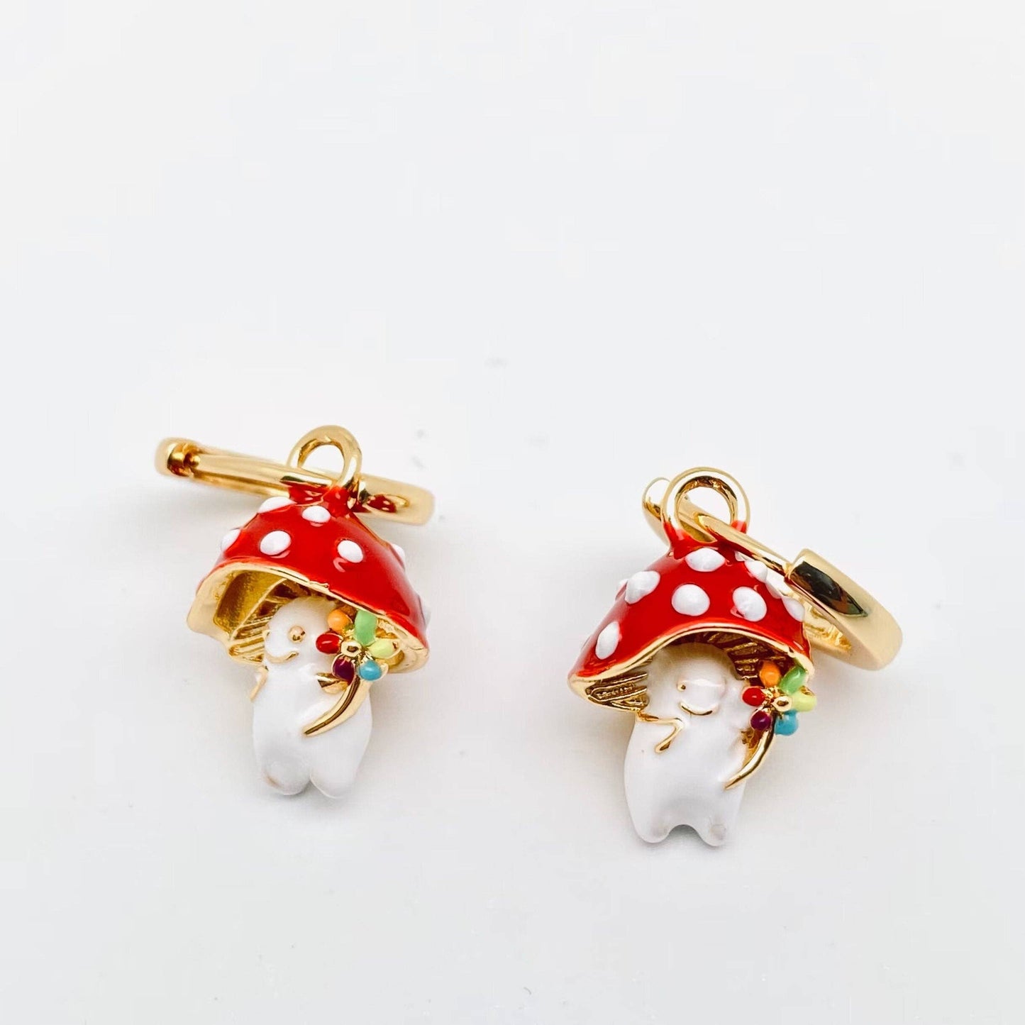 Cute Mushroom Huggie Hoop Earrings
