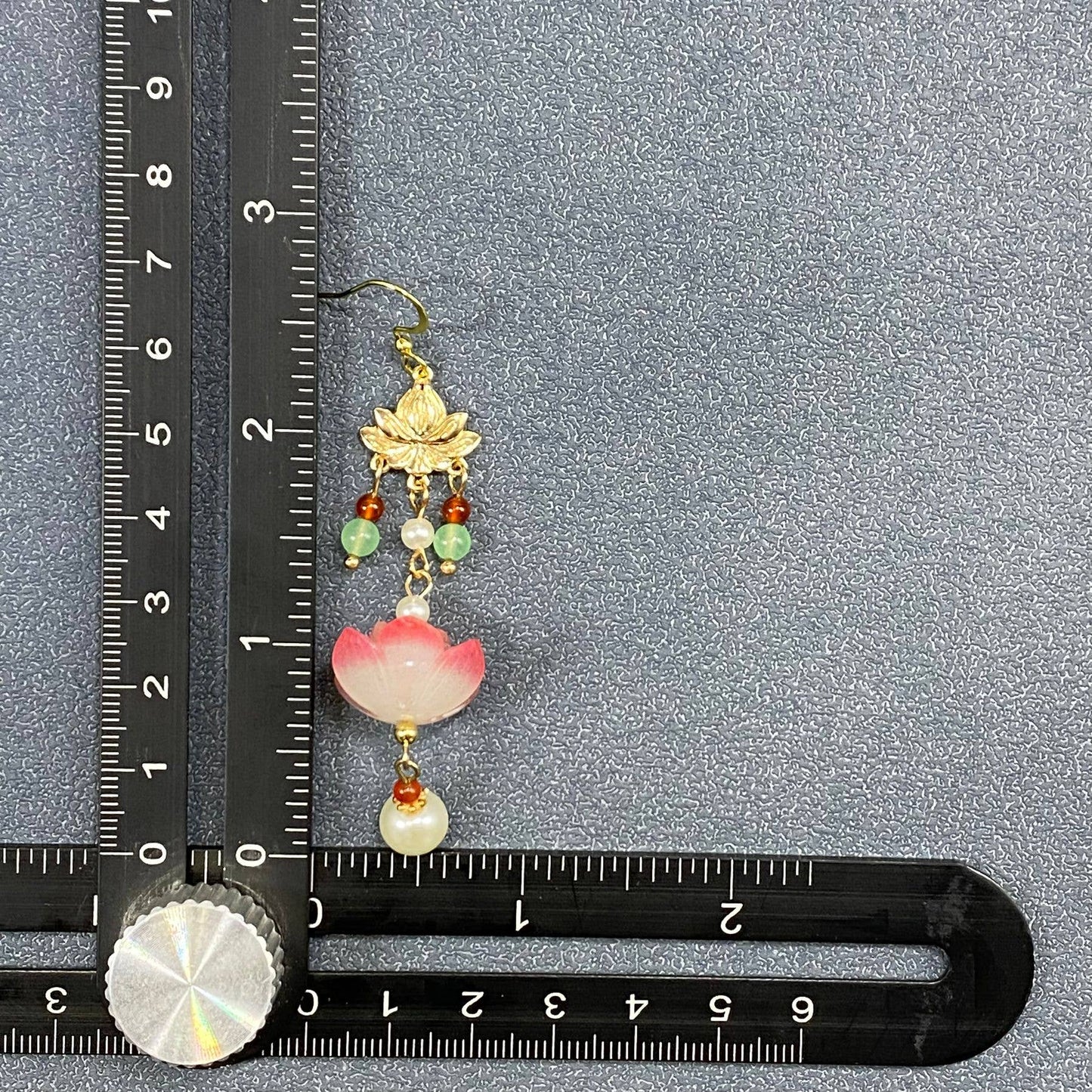 Glass Lotus & Agate 14K Gold Plated Earrings