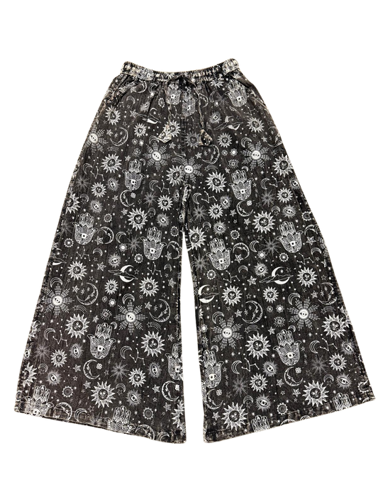 Cotton Sun Moon Galaxy Black and White Pant