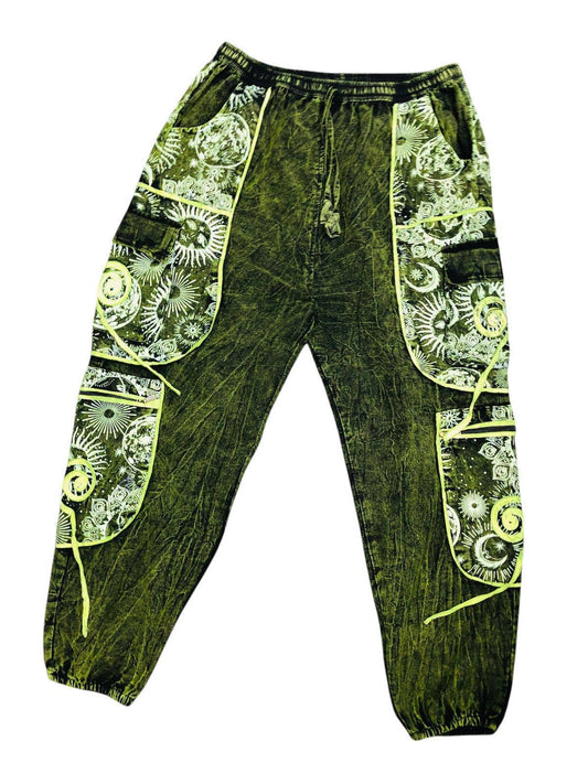 Cotton Celestial Beauty Green Swirl Pant