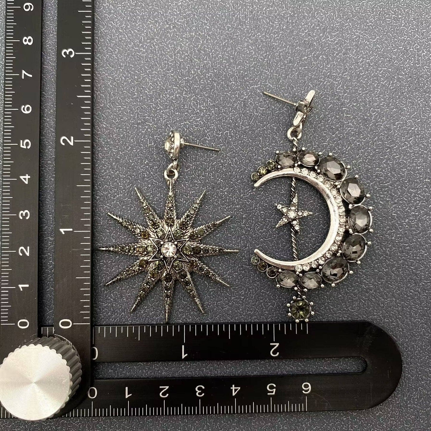 Sparkling Cubic Zirconia Star Moon Asymmetric Earrings
