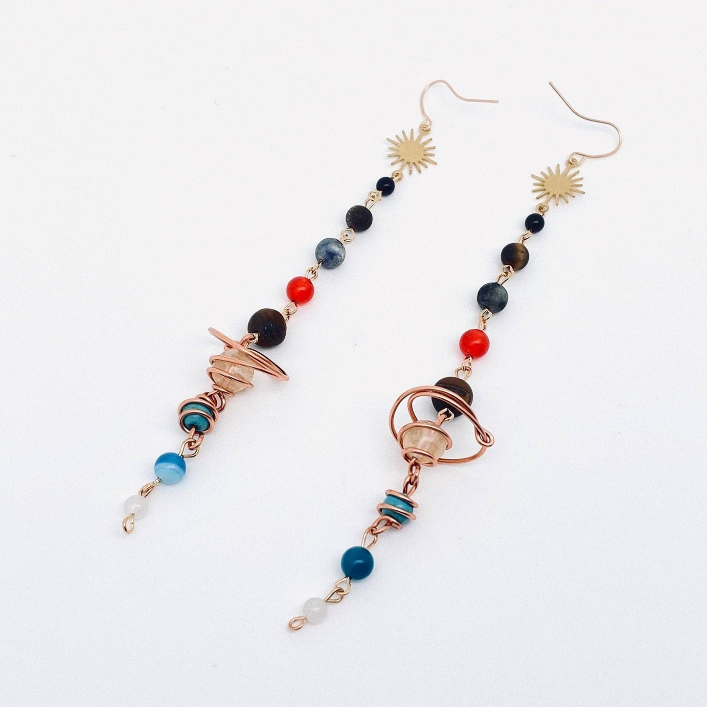 Solar System Handmade Stone Beaded Dangle Earrings
