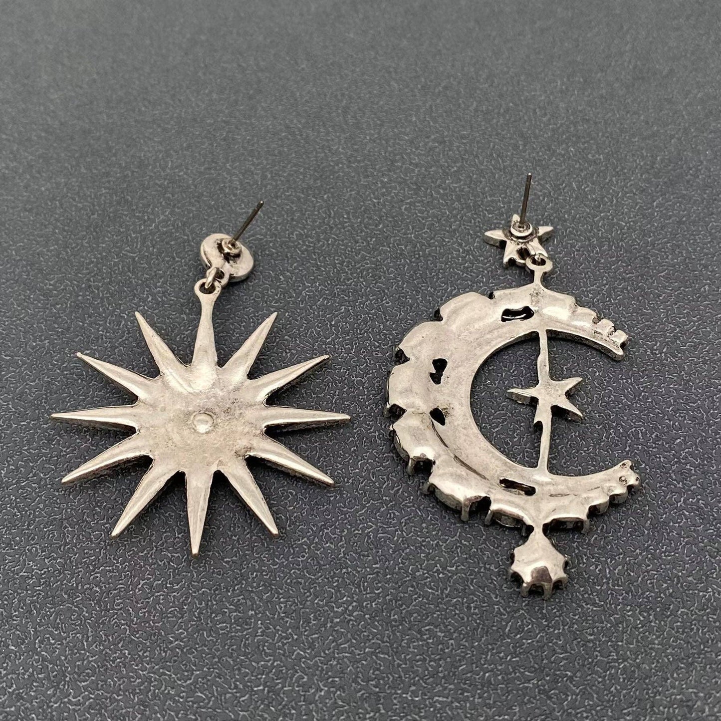 Sparkling Cubic Zirconia Star Moon Asymmetric Earrings