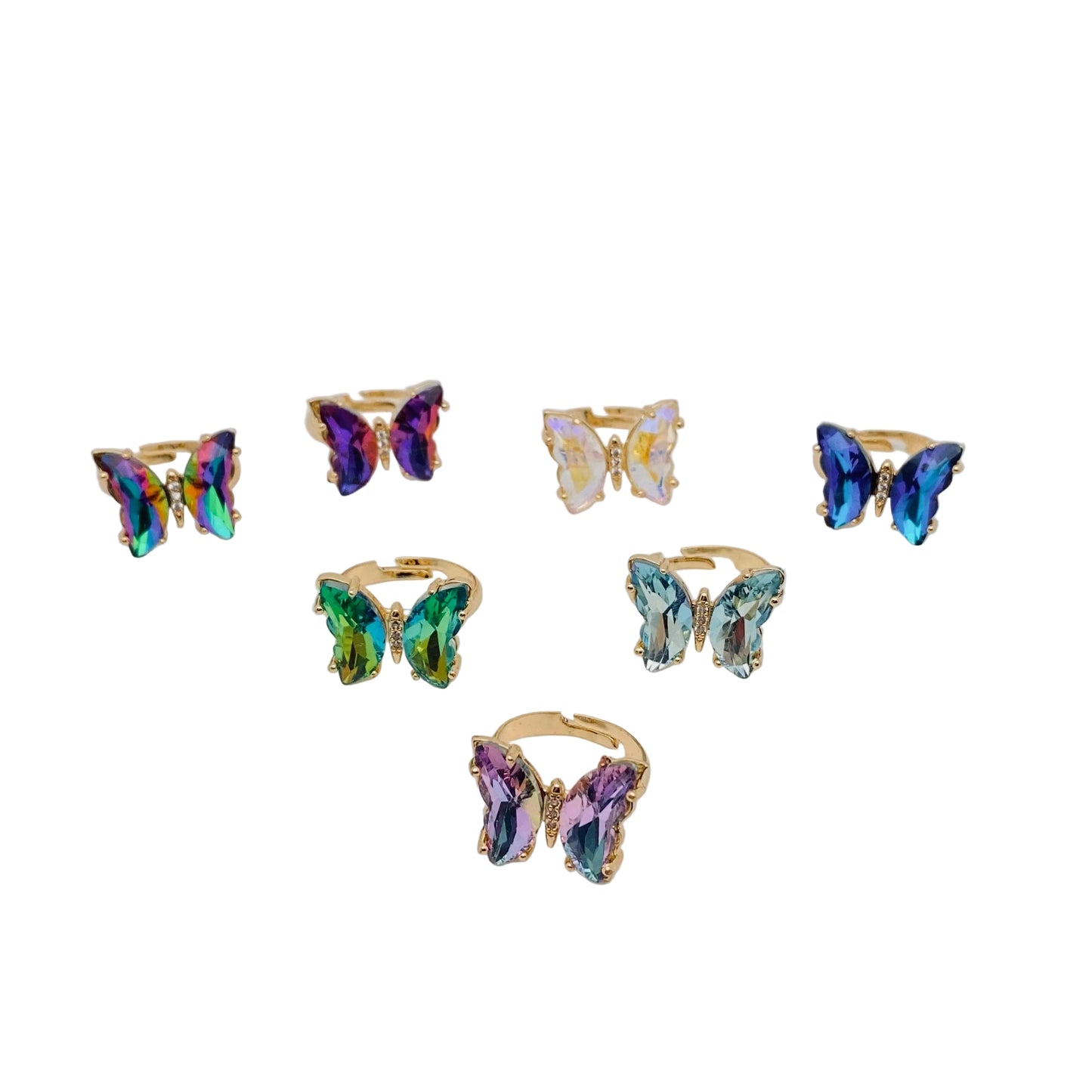Gradient Glass Butterfly Ring