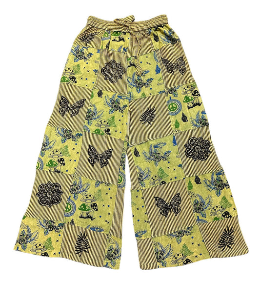 Cotton butterfly and mushroom patch palazzo pant