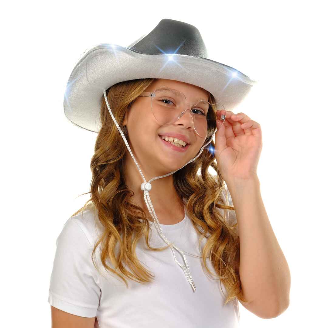 Silver Light Up Cowgirl Hats for Women Western - Stylish Cowboy Hats for Women - FUNCREDIBLE