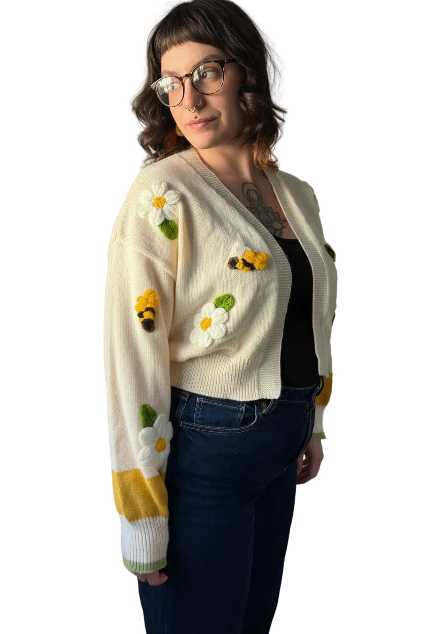 Bumble bee open cropped cardigan