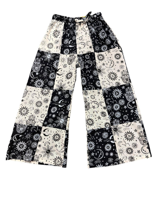 Cotton Black and White Celestial Wide Leg Palazzo Pant