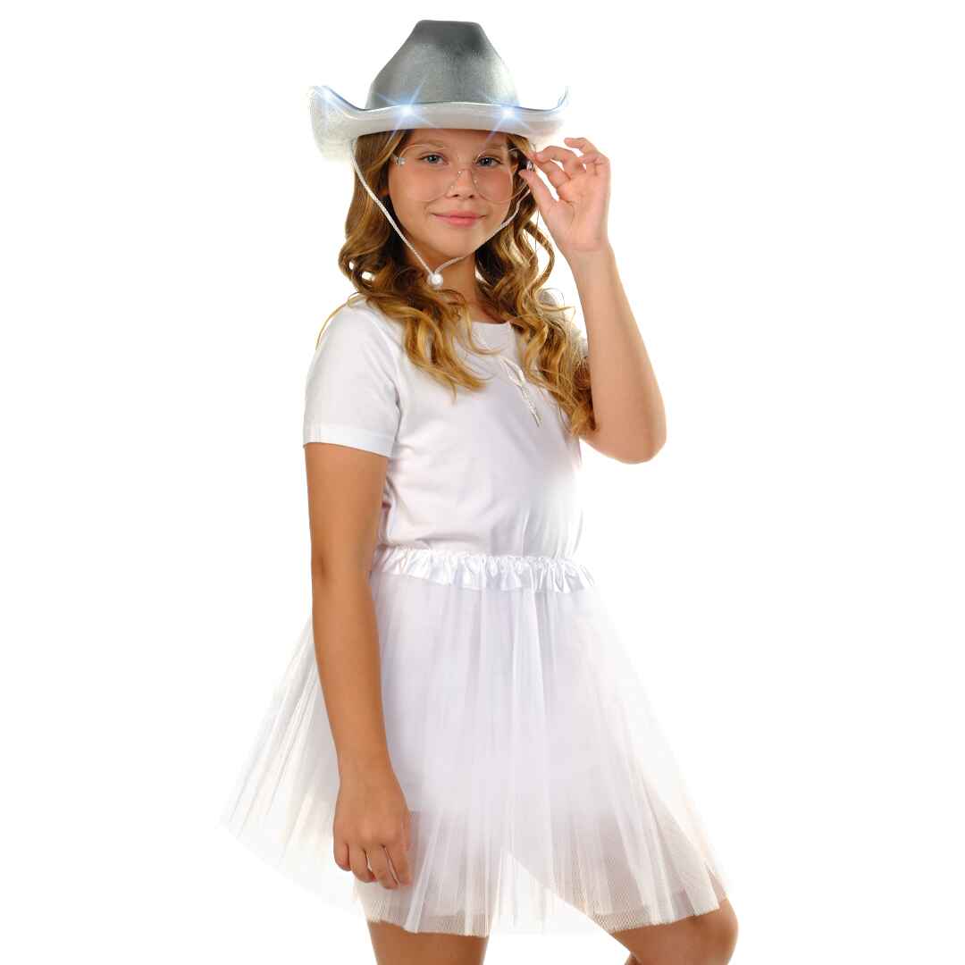 Silver Light Up Cowgirl Hats for Women Western - Stylish Cowboy Hats for Women - FUNCREDIBLE