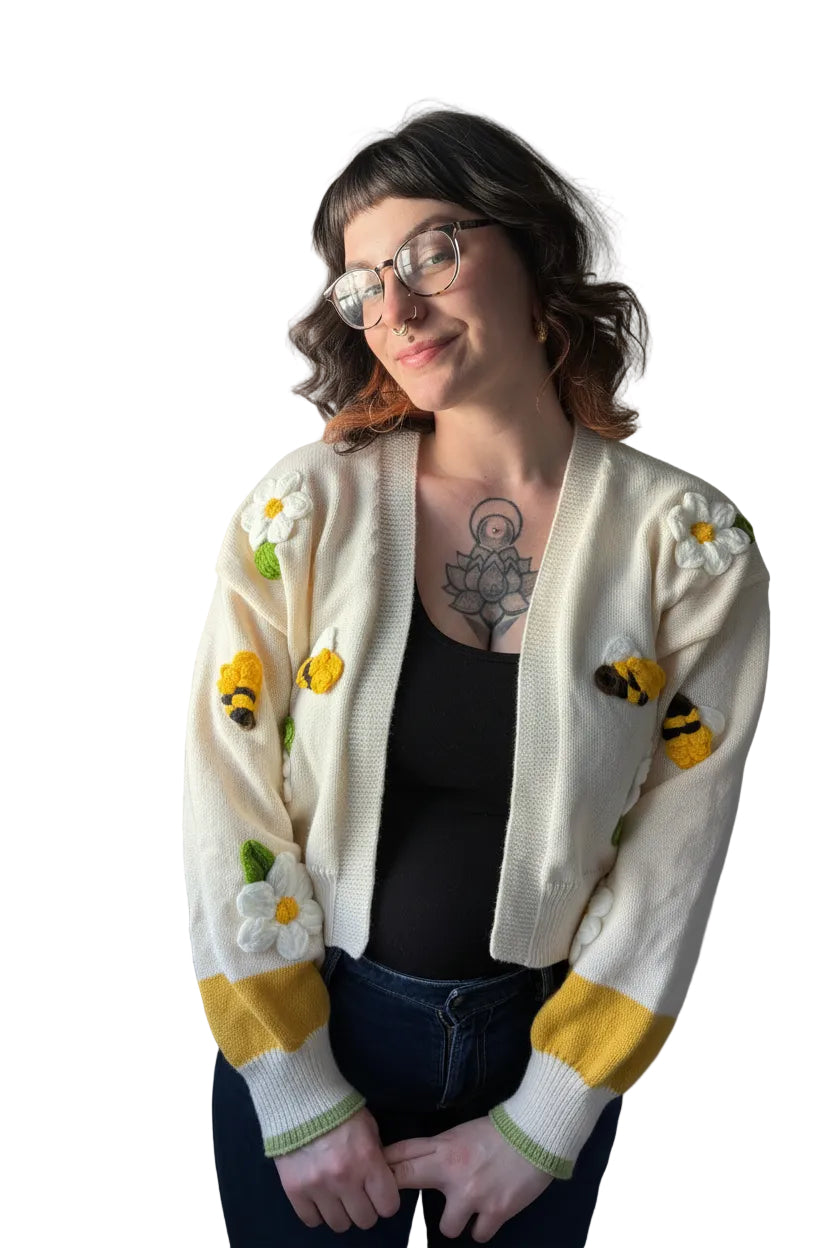 Bumble bee open cropped cardigan