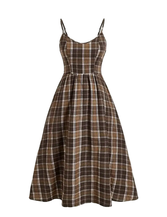 Midi Strappy Fall Plaid Dress
