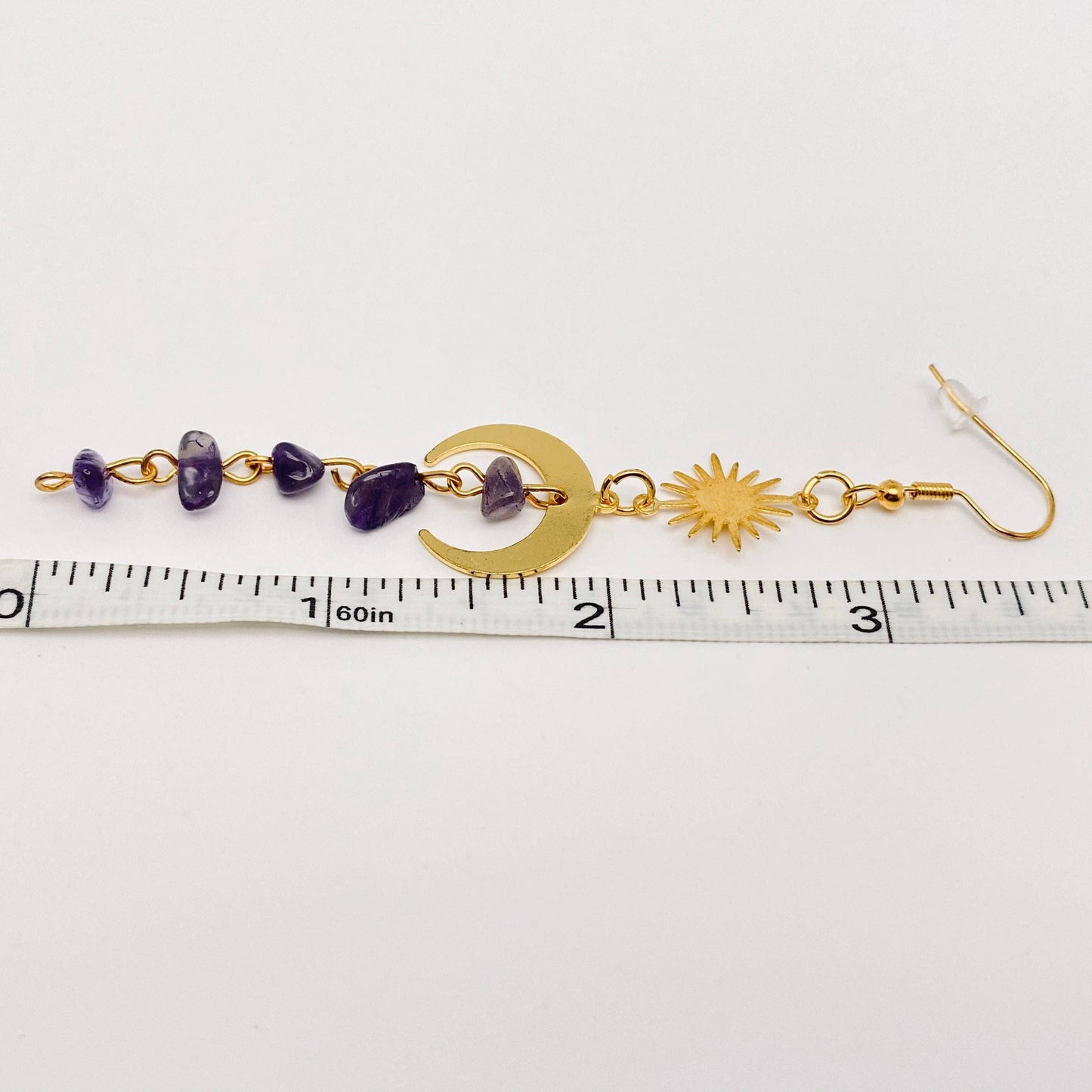 Purple Crystal Tassel Pendant Earrings