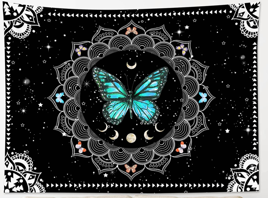 Sun Moon Mandala Butterfly Tapestry