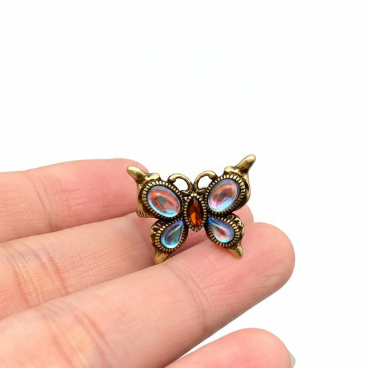 Vintage Color Changing Butterfly Bronze Adjustable Ring