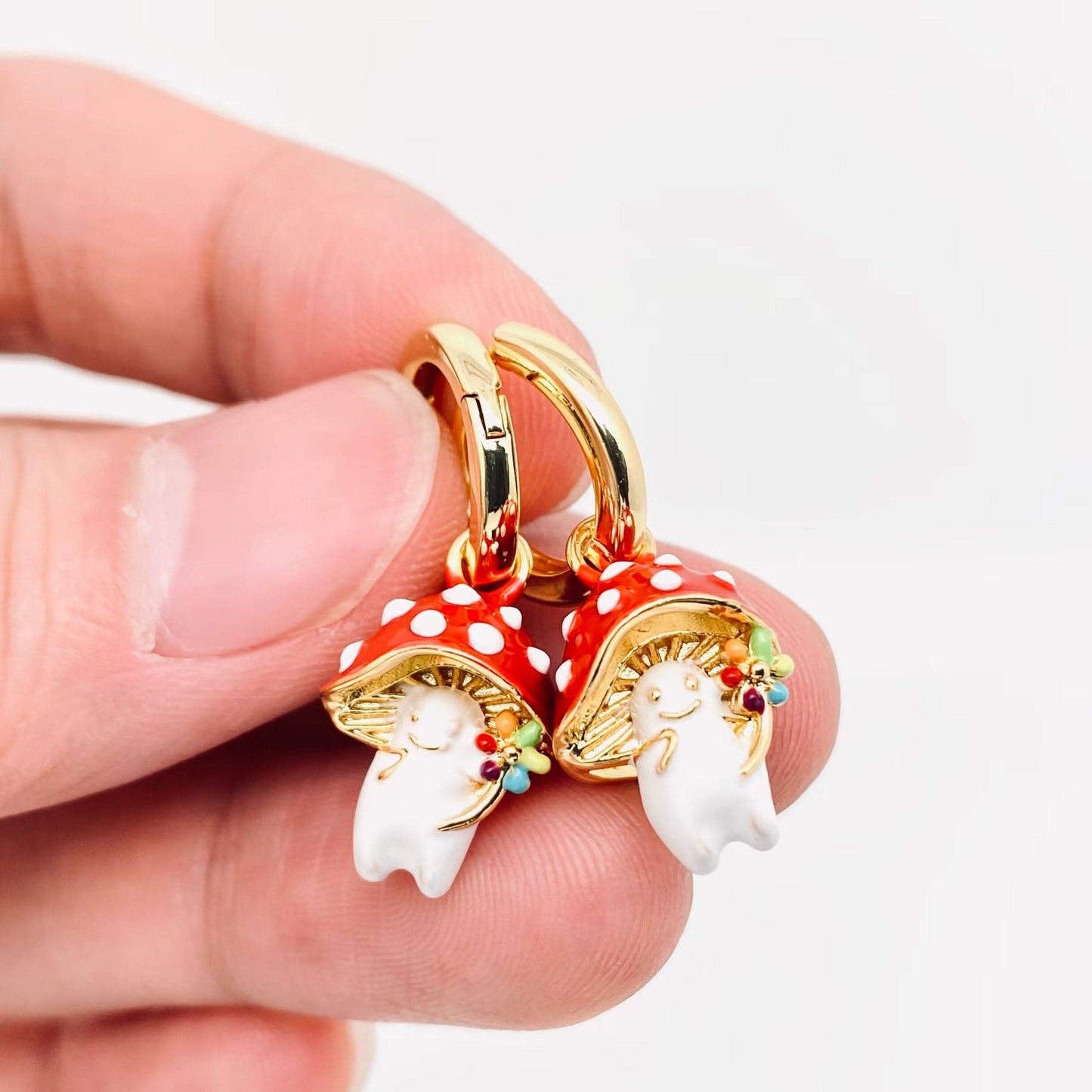 Cute Mushroom Huggie Hoop Earrings
