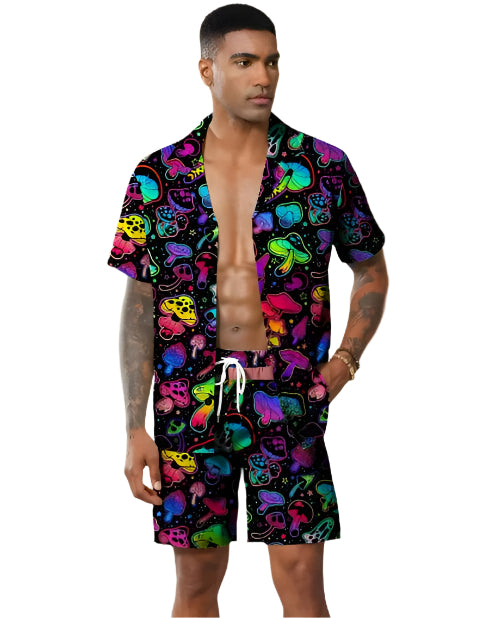 Rainbow Psychedelic Mushroom print 2 piece outfit