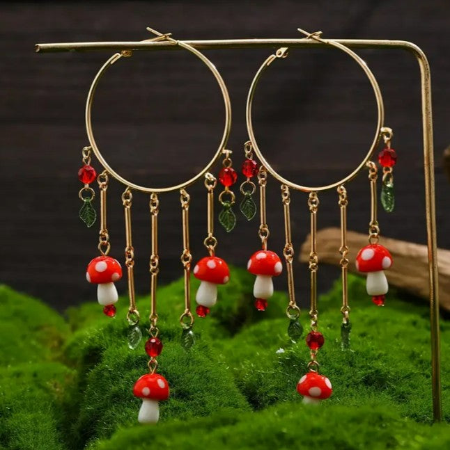 Mushroom Hoop Earrings